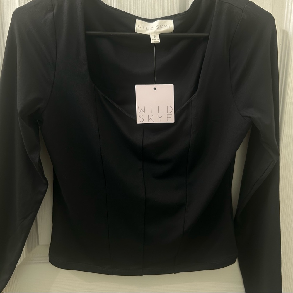 Black Fitted Long Sleeve Blouse